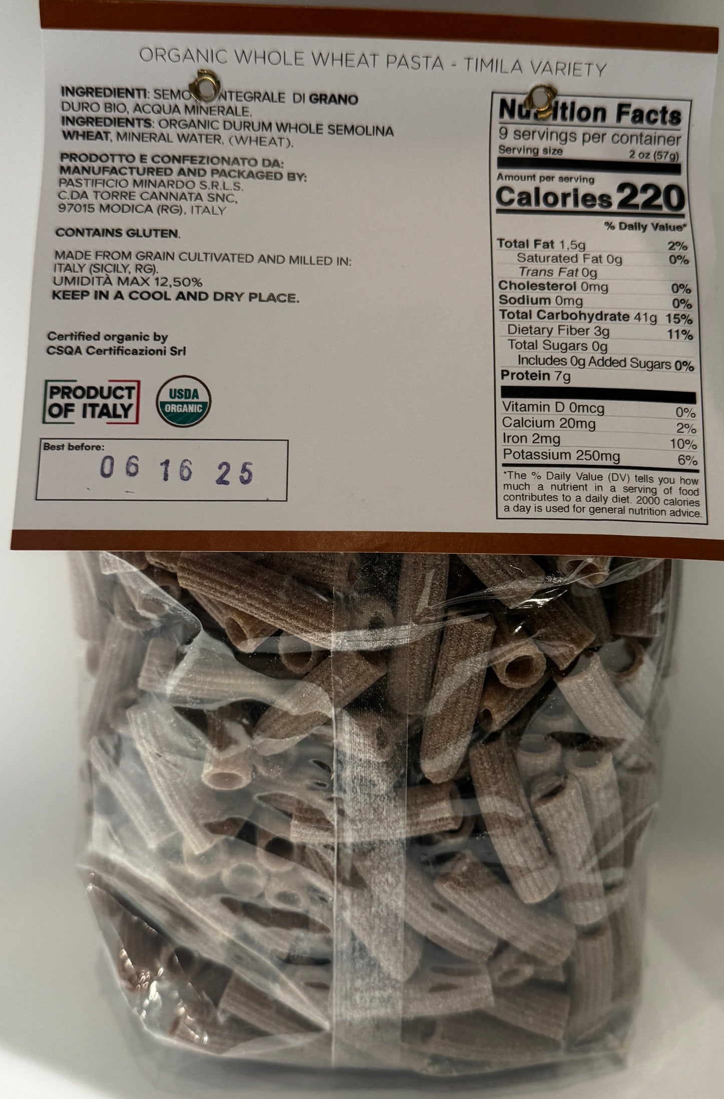 Ventuno whole wheat pasta